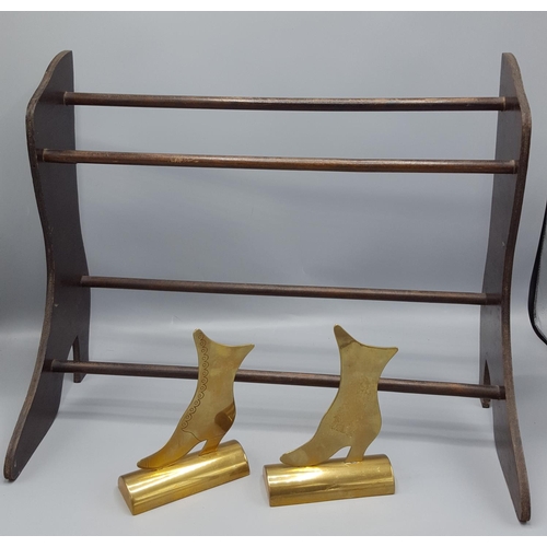 6 - ART DECO SHOE STAND Together With BRASS PAIR SHOES