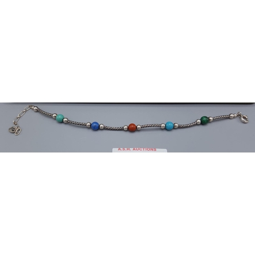 97 - SILVER (925) DESIGNER TURQUOISE  STONE SET BRACELET