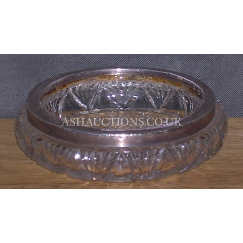 293 - PRESENTED AS TWO SILVER (Hallmarked) RIM GLASS DISH