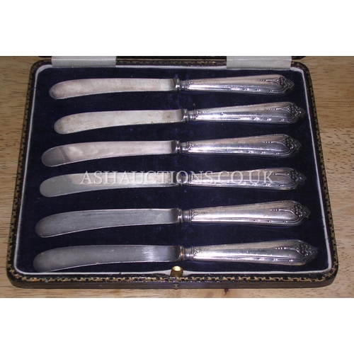 296 - PRESENTED AS A (Boxed Set Of Six) SILVER (Hallmarked) BUTTER KNIVES