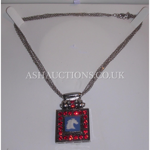 297 - RED STONE WITH WEDGWOOD CAMEO ON CHAIN (Boxed)