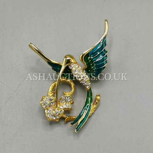 378 - JEWELLED & ENAMELLED HUMMING BIRD BROOCH