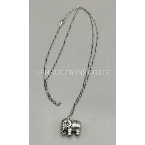 379 - WHITE METAL ELEPHANT PENDANT ON CHAIN