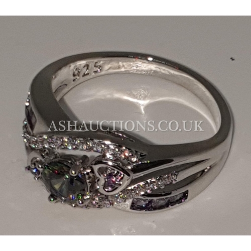 90A - PRESENTED AS A SILVER (925) TOPAZ STONE SET RING (Size T)