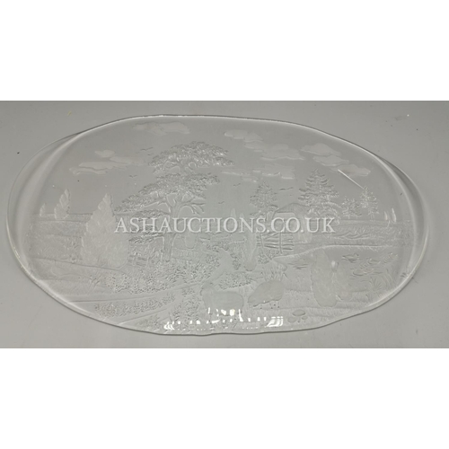 60H - OVAL FROSTED GLASS PLATE (Please Note This Lot Will NOT Be POSTED!!! ,Pick Up ONLY !!!!!)