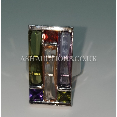 591 - PRESENTED AS A SILVER (925) ART DECO STYLE RING (Size T)