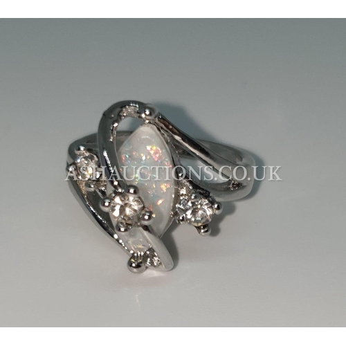 595 - PRESENTED AS A SILVER STONE SET RING (Size Q)