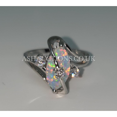 85A - PRESENTED AS A 10kt WHITE GOLD  STONE SET RING (Size W) (Presentation Box)