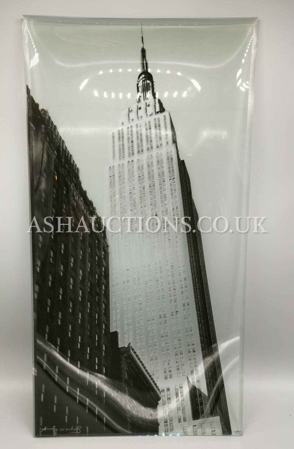 ROSENTHAL STUDIO LINE Large GLASS TRAY/PLAQUE OF THE EMPIRE STATE BUILDING  By Andy Warhol (Please No