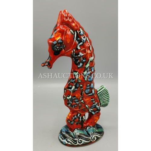 590 - ANITA HARRIS ART POTTERY Large 30cm MODEL OF A SEAHORSE  (Signed In Gold By Anita Harris)