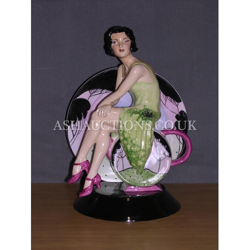 108 - PEGGY DAVIES STUDIO'S ART DECO FIGURINE (Unique One Off Artist's Colourway By Victoria Bourne)