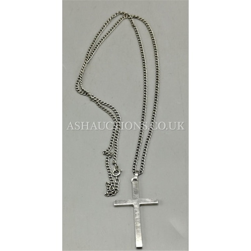 562 - WHITE METAL (70 cm) CHAIN  WITH CROSS PENDANT