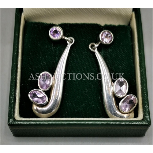 567 - PRESENTED AS A PAIR Of SILVER STONE SET EARRINGS