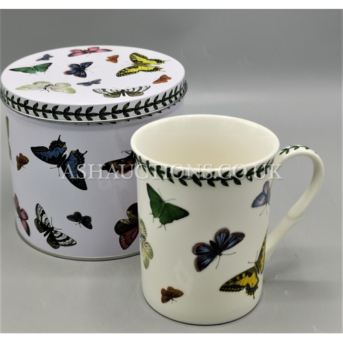 583 - PORTMEIRION MUG IN BOTANIC BUTTERFLY DESIGN (With Tin)