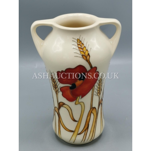 88 - MOORCROFT TWIN HANDLED VASE IN THE HARVEST POPPY DESIGN