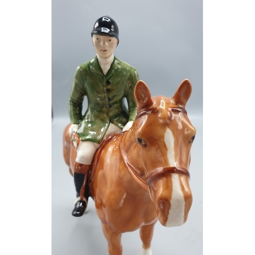 76 - BESWICK 21cm MODEL OF A HUNTSMAN (On Standing Horse) Model No 1501 (Chestnut/Palomino/ Brown Gloss H... 