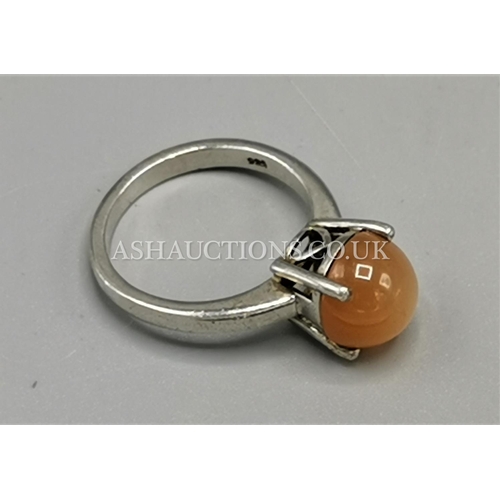 363 - PRESENTED AS A SILVER (Stamped 925) STONE SET RING (Size P)