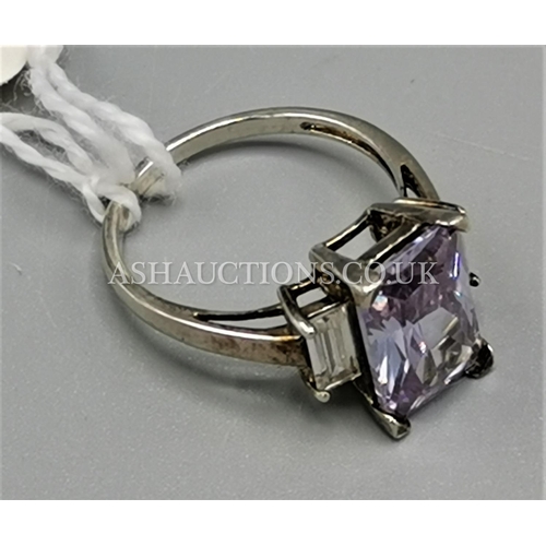 365 - PRESENTED AS A SILVER (Stamped 925) CZ STONE SET RING (Size P)