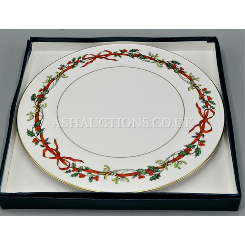 379 - ROYAL WORCESTER  CAKE PLATE IN THE HOLLY & RIBBONS DESIGN