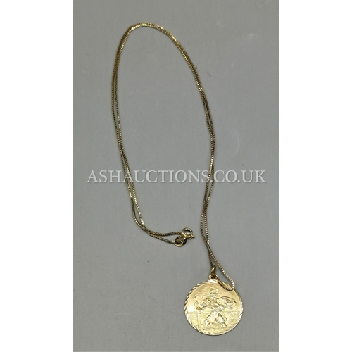 384 - PRESENTED AS A 9ct GOLD (375) ST CHRISTOPER PENDANT On 9ct GOLD (375) CHAIN (Weight 4. Grams)