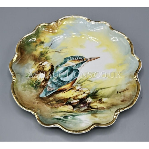 385 - CHINA KINGFISHER PLATE (Hand Painted By Mr Phil Worsdale)