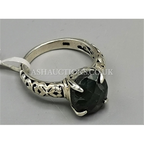 394 - PRESENTED AS A SILVER (Stamped 925) STONE SET RING (Size P)