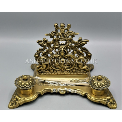 398 - BRASS DESK TOP INKWELL