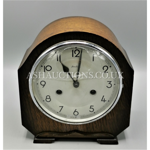 422 - ART DECO CHINESE MANTLE CLOCK (With Key & Pendulum)(Found To Be Working When Photographed) (Please N... 