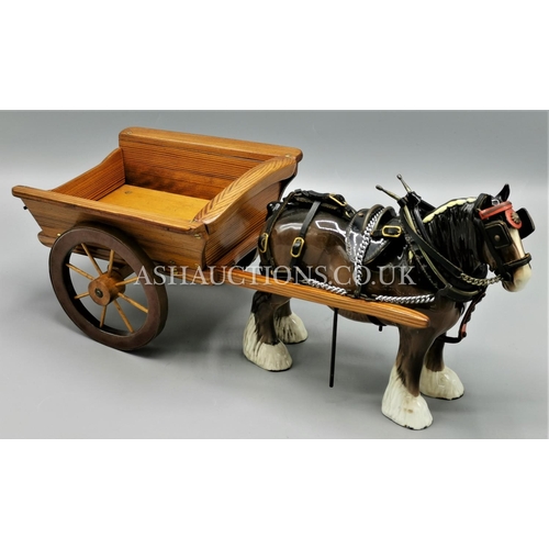 423 - BESWICK MODEL OF A SHIRE HORSE & CART