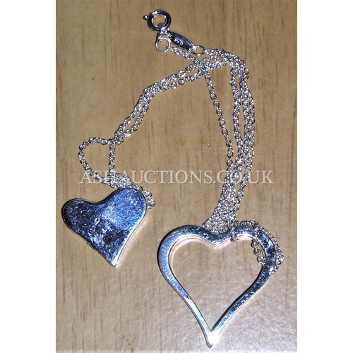 449 - PRESENTED AS A SILVER (925) TIFFANY & Co DOUBLE HEART PENDANT ON CHAIN (Boxed) (No Provenance)