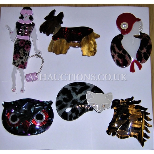 451 - MODERN ART DECO STYLE BROOCHES (6)