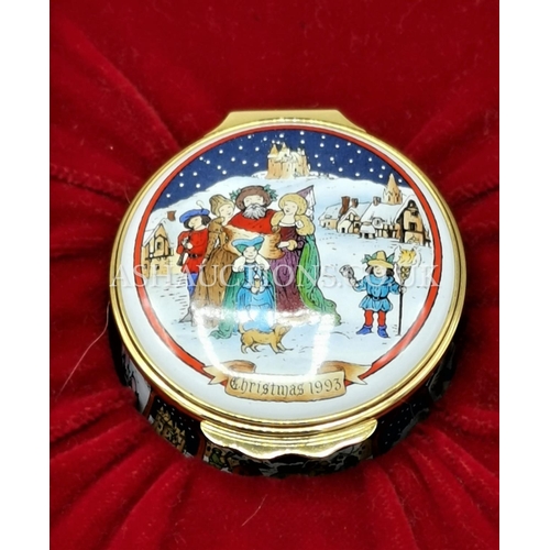 461 - HALCYON DAYS ENAMEL PILL BOX 'CHRISTMAS 1993' (Original Box & Certificate)