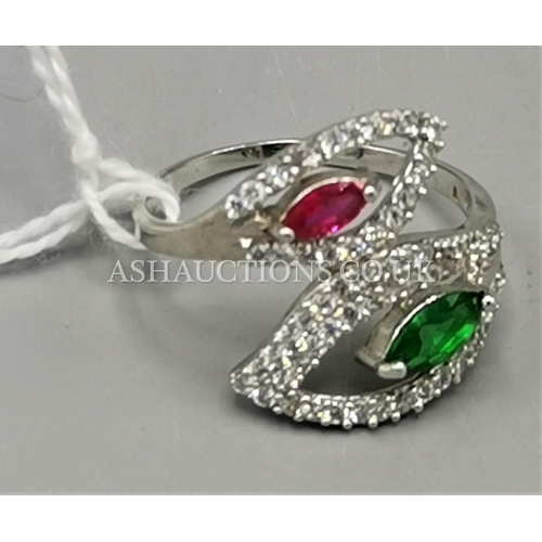 464 - PRESENTED AS A SILVER (Stamped 925) STONE SET RING (Size S)