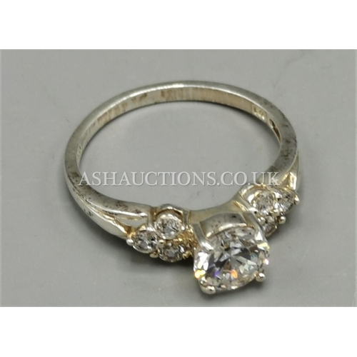 469 - PRESENTED AS A SILVER (Stamped 925) STONE SET RING (Size S)