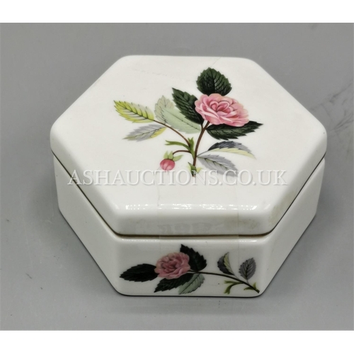 496 - WEDGWOOD CHINA TRINKET BOX IN THE HATHAWAY ROSE DESIGN