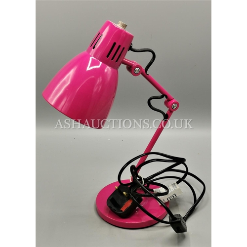 526 - JLP ANGLE POISE PINK LAMP  (Please Note This Lot WILL NOT BE PACKED OR POSTED...PICK UP ONLY, AS IS ... 