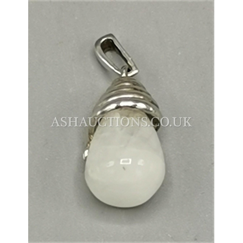 577 - PRESENTED AS A SILVER (Stamped 925) STONE DROP PENDANT