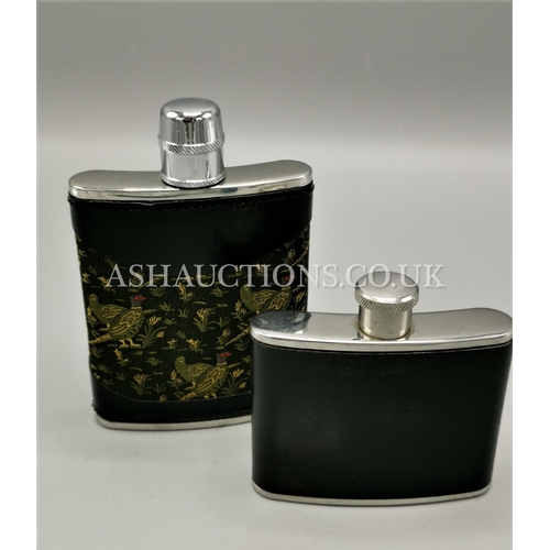 595 - STAINLESS STEEL  HIP FLASKS (2)