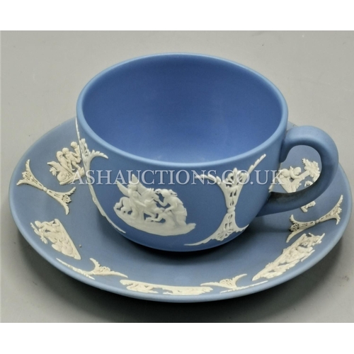 46 - WEDGWOOD BLUE JASPER WARE CUP & SAUCER