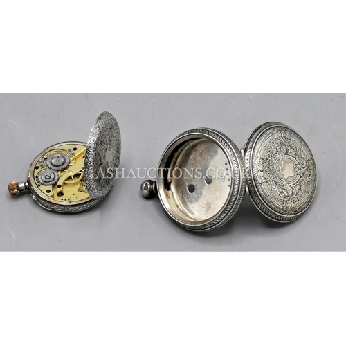 31 - PRESENTED AS TWO SILVER  POCKET WATCH CASES