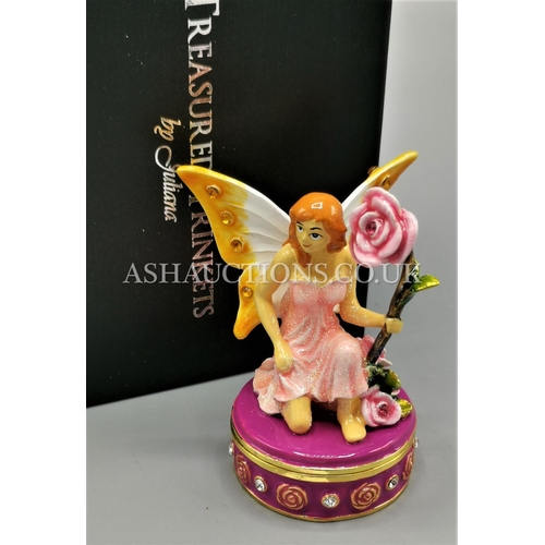 5 - JULIANA DESIGN STUDIO'S ENAMELED METAL HINGED LIDDED TRINKET BOX IN THE FORM OF A PINK FAIRY FROM TH... 