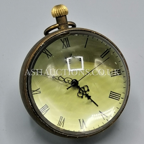 156 - GLASS DESKTOP WIND UP BALL CLOCK