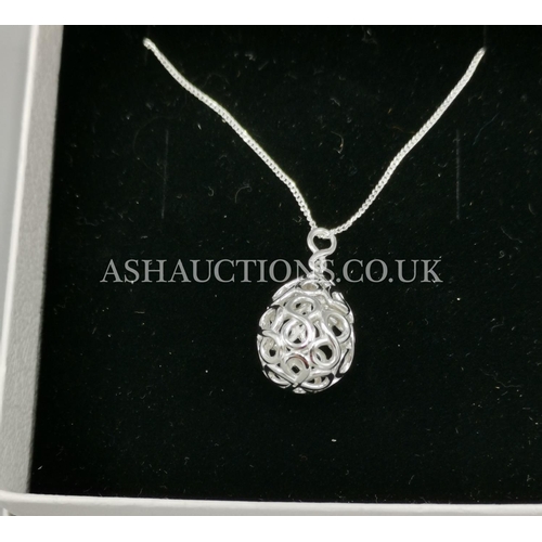 249 - PRESENTED AS A SILVER (925) HINGED INFINITY CAGE PENDANT On CHAIN (Boxed)