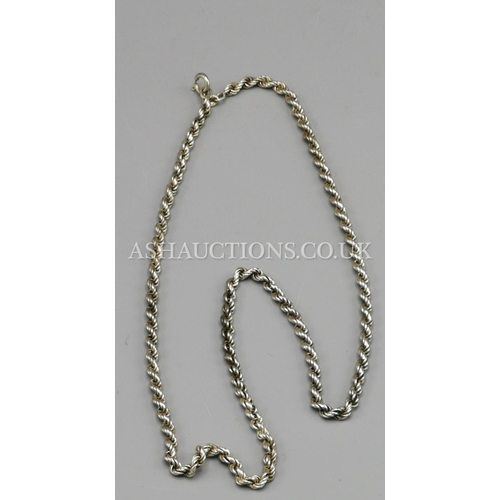 262 - PRESENTED AS A SILVER (Hallmarked) ROPE CHAIN