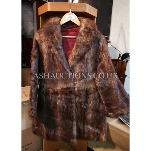 275A - FUR COAT MUSQUASH 3/4 LENGTH APPROX SIZE 12  (Please Note This Lot WILL NOT BE PACKED OR POSTED...PI... 