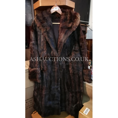 280A - FUR COAT MUSQUASH FULL LENGTH APPROX SIZE 18  (Please Note This Lot WILL NOT BE PACKED OR POSTED...P... 