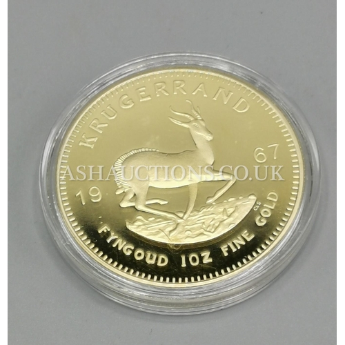 286 - PRESENTED AS A 1oz GOLD PLATED KRUGERRAND