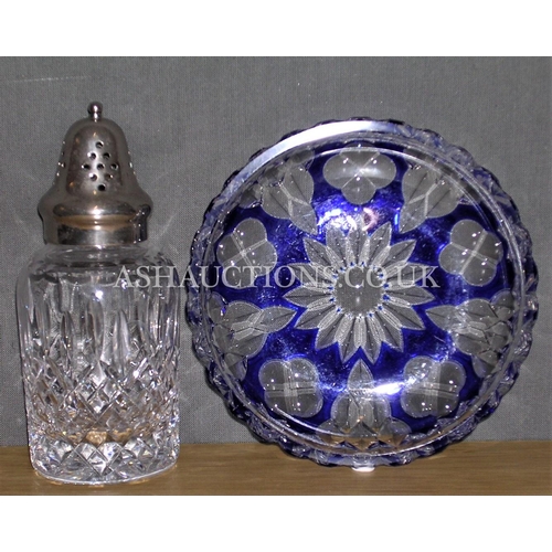 289 - GLASS ITEMS (2) DISH & SUGAR SHAKER