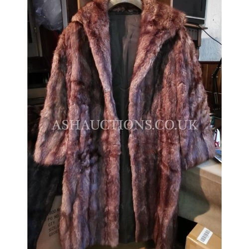 300A - FUR COAT MUSQUASH FULL LENGTH APPROX SIZE 14/16  (Please Note This Lot WILL NOT BE PACKED OR POSTED.... 