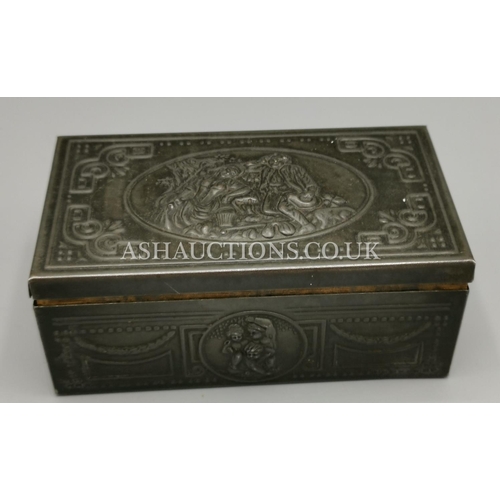 340 - VICTORIAN EMBOSSED PEWTER BOX